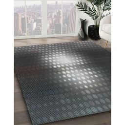 Patterned Charcoal Black Novelty Rug in Family Room, pat1071