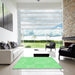 Machine Washable Transitional Green Rug in a Kitchen, wshpat1072grn