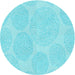 Square Patterned Bright Turquoise Blue Rug, pat1072lblu