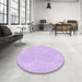 Round Patterned Blossom Pink Rug in a Office, pat1072pur