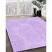 Patterned Blossom Pink Rug in Family Room, pat1072pur