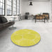 Round Patterned Yellow Rug in a Office, pat1072yw