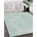 Patterned Pale Blue Novelty Rug in Family Room, pat1072