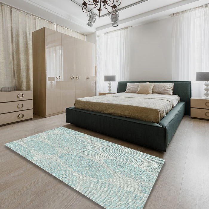 Patterned Pale Blue Novelty Rug in a Bedroom, pat1072