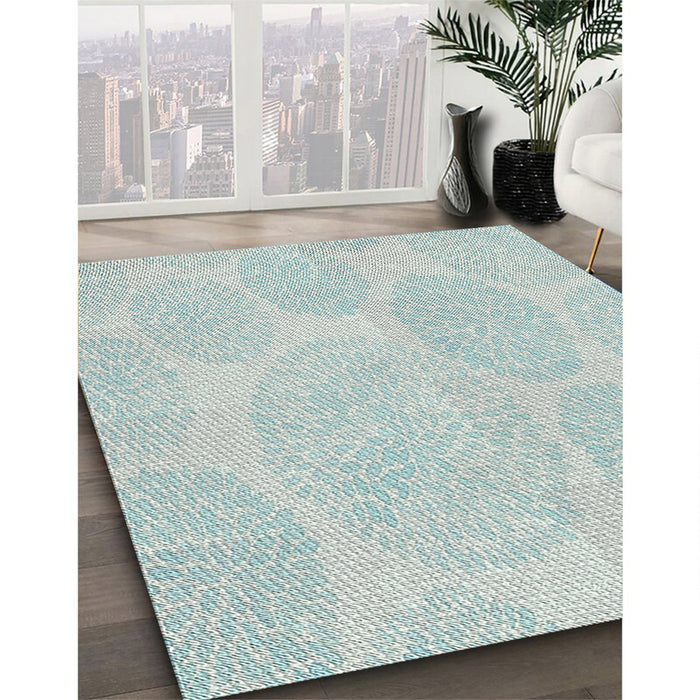Machine Washable Transitional Pale Blue Lily Blue Rug in a Family Room, wshpat1072