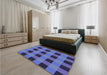 Patterned Blue Rug in a Bedroom, pat1073blu