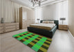 Patterned Army Green Rug in a Bedroom, pat1073grn