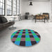 Round Patterned Purple Rug in a Office, pat1073lblu