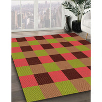 Patterned Tomato Red Rug, pat1073org