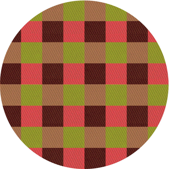 Square Patterned Tomato Red Rug, pat1073org