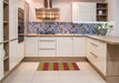 Patterned Tomato Red Rug in a Kitchen, pat1073org