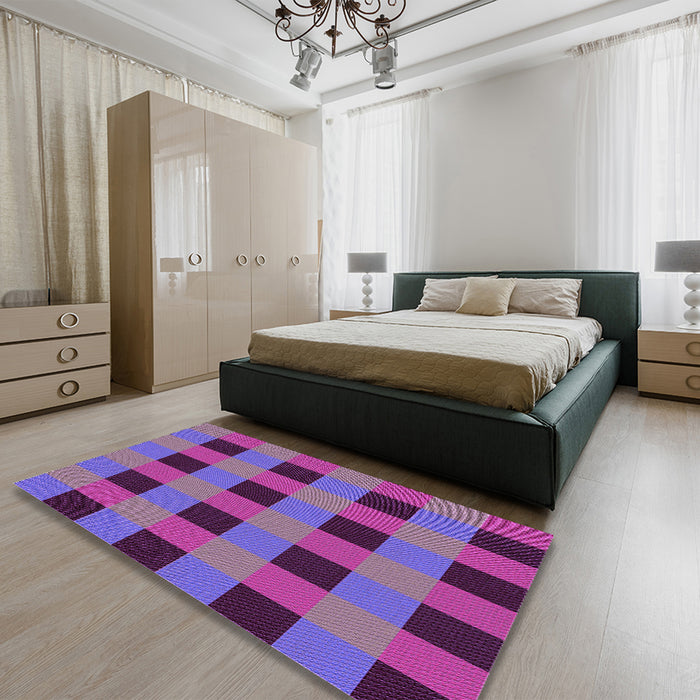 Patterned Medium Purple Rug in a Bedroom, pat1073pur