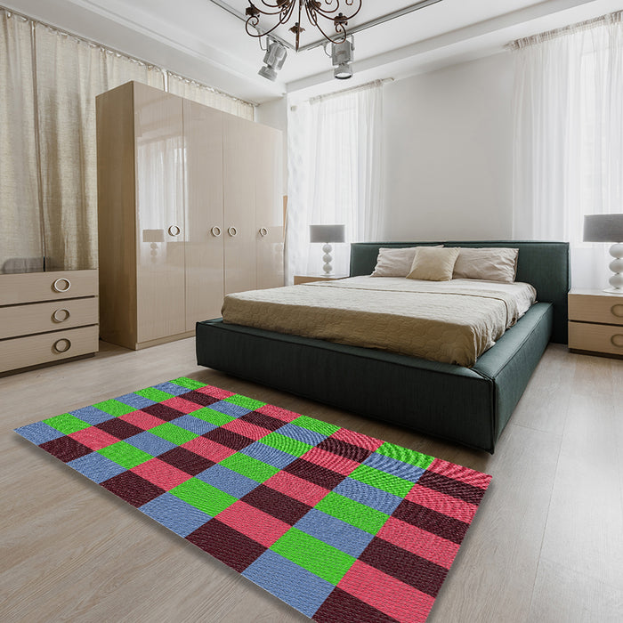 Machine Washable Transitional MediumSea Green Rug in a Bedroom, wshpat1073