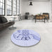 Round Patterned Lavender Blue Rug in a Office, pat1074blu