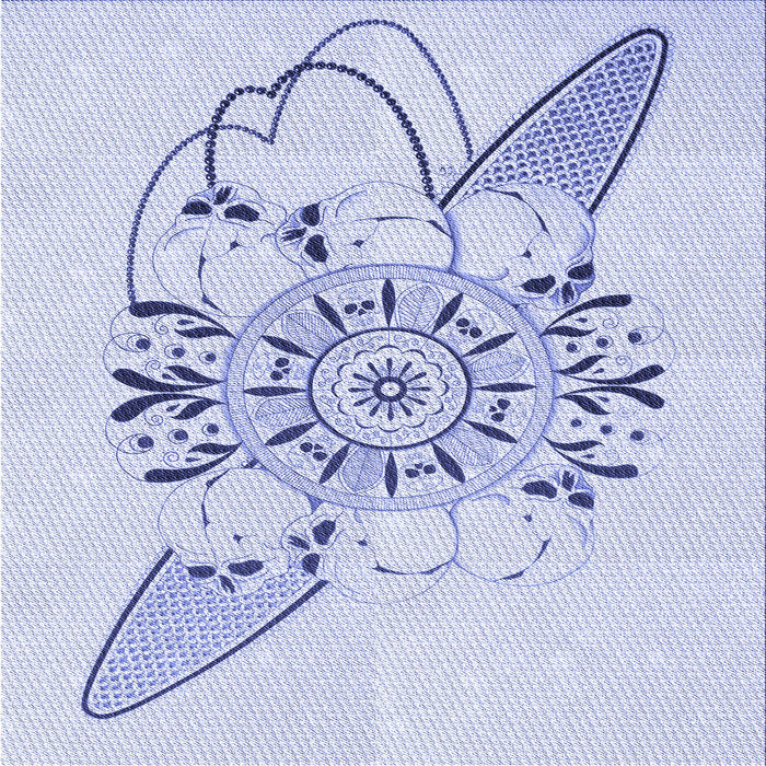 Round Patterned Lavender Blue Rug, pat1074blu