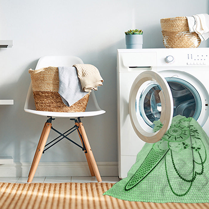 Machine Washable Transitional Mint Green Rug in a Washing Machine, wshpat1074grn