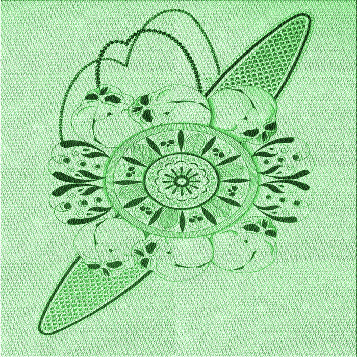 Round Machine Washable Transitional Mint Green Rug, wshpat1074grn
