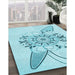 Patterned Electric Blue Rug in Family Room, pat1074lblu