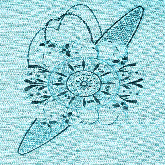 Round Patterned Electric Blue Rug, pat1074lblu