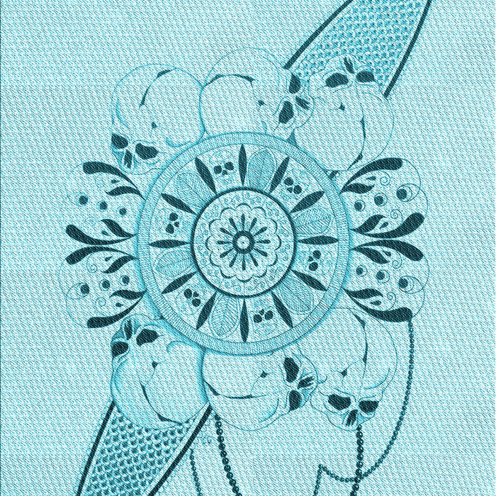 Machine Washable Transitional Electric Blue Rug, wshpat1074lblu