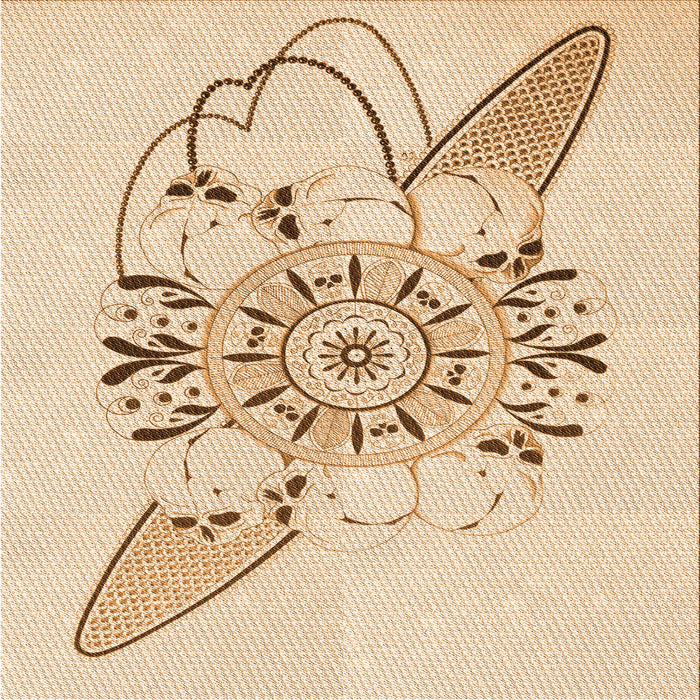 Round Patterned Bronze Brown Rug, pat1074org