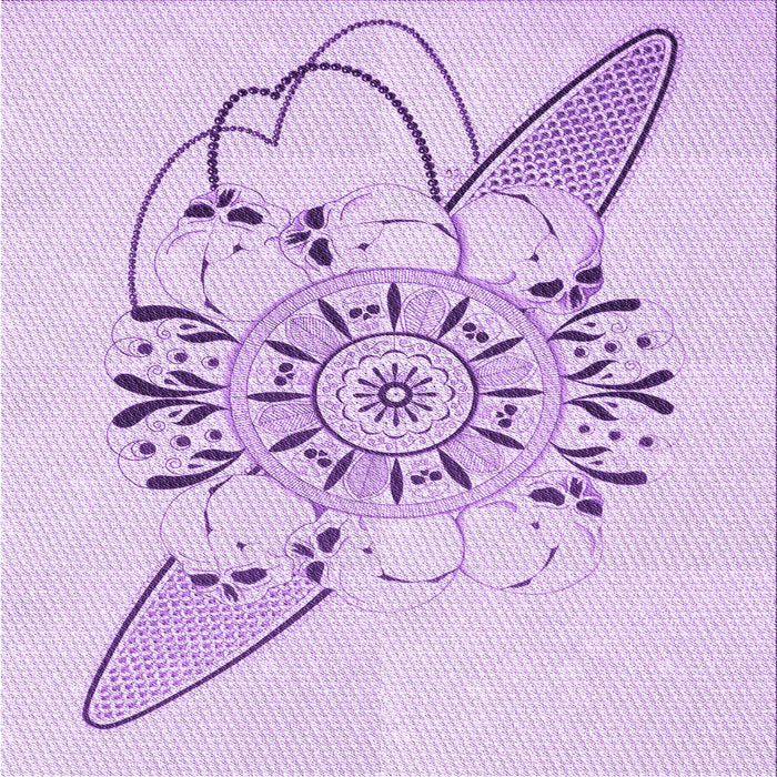 Round Machine Washable Transitional Purple Rug, wshpat1074pur