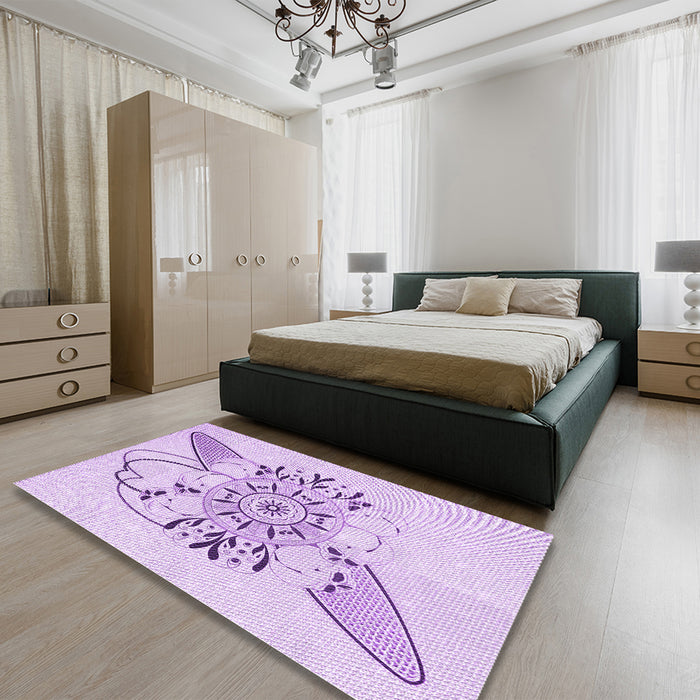 Patterned Purple Rug in a Bedroom, pat1074pur