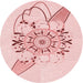 Square Patterned Light Rose Pink Rug, pat1074rd