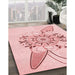 Patterned Light Rose Pink Rug in Family Room, pat1074rd