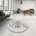 Round Machine Washable Transitional White Smoke Rug in a Office, wshpat1074