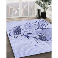 Patterned Lavender Blue Rug, pat1075blu