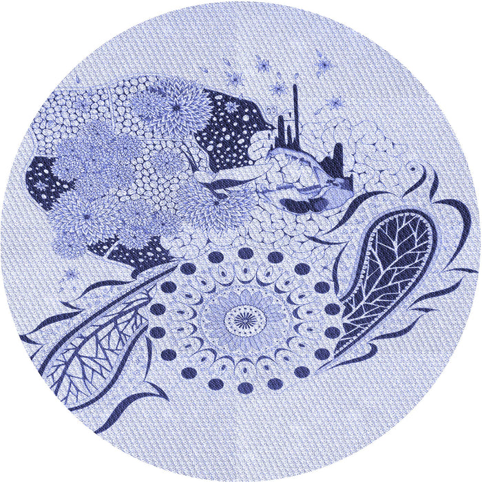 Square Patterned Lavender Blue Rug, pat1075blu