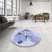 Round Patterned Lavender Blue Rug in a Office, pat1075blu