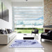 Square Patterned Lavender Blue Rug in a Living Room, pat1075blu