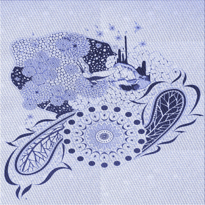 Round Patterned Lavender Blue Rug, pat1075blu