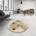 Round Patterned Vanilla Gold Rug in a Office, pat1075brn