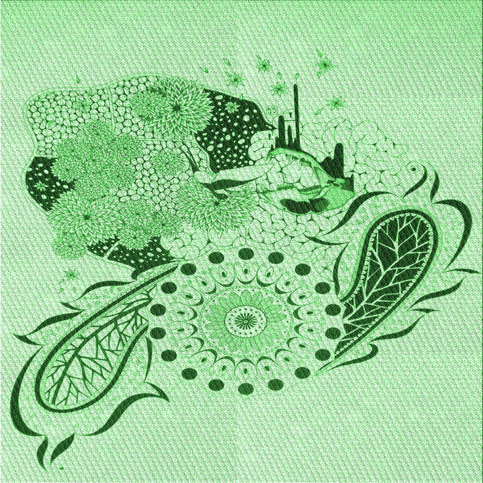 Round Machine Washable Transitional Mint Green Rug, wshpat1075grn