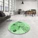 Round Patterned Mint Green Rug in a Office, pat1075grn