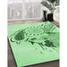Patterned Mint Green Rug in Family Room, pat1075grn
