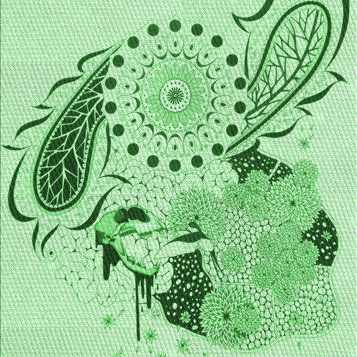 Machine Washable Transitional Mint Green Rug, wshpat1075grn