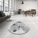 Round Patterned Platinum Gray Rug in a Office, pat1075gry