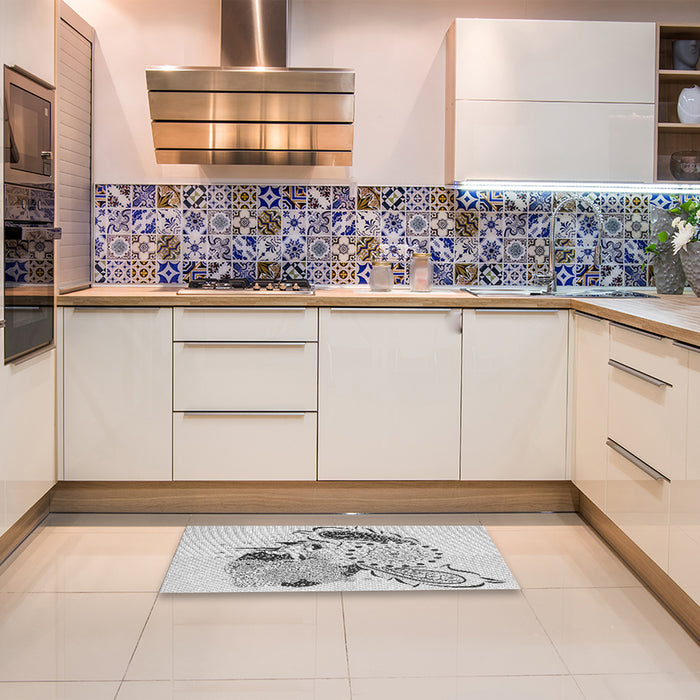 Patterned Platinum Gray Rug in a Kitchen, pat1075gry