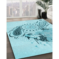 Patterned Electric Blue Rug, pat1075lblu