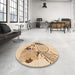 Round Patterned Golden Blonde Gold Rug in a Office, pat1075org