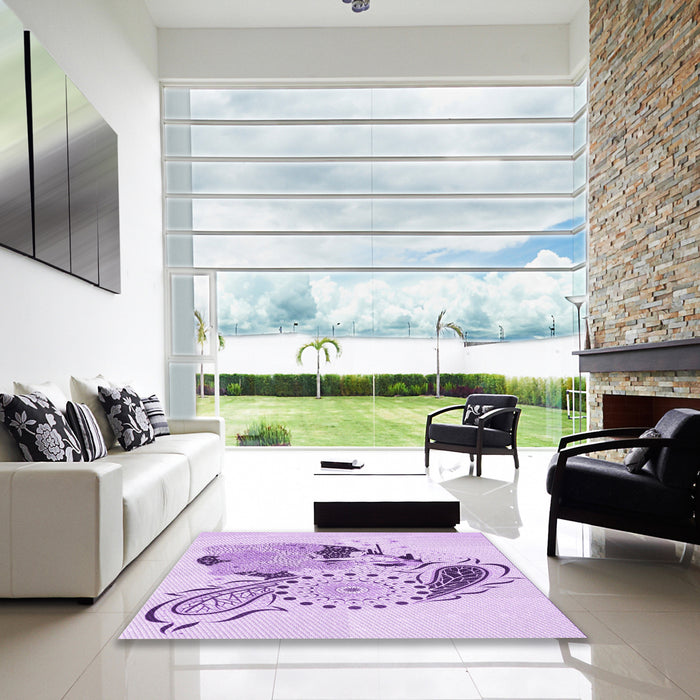 Square Patterned Purple Rug in a Living Room, pat1075pur
