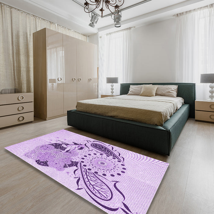 Patterned Purple Rug in a Bedroom, pat1075pur