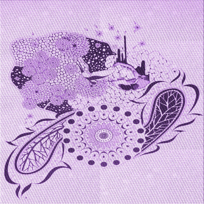 Round Machine Washable Transitional Purple Rug, wshpat1075pur