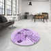 Round Patterned Purple Rug in a Office, pat1075pur
