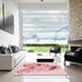 Machine Washable Transitional Light Rose Pink Rug in a Kitchen, wshpat1075rd