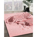 Patterned Light Rose Pink Rug in Family Room, pat1075rd